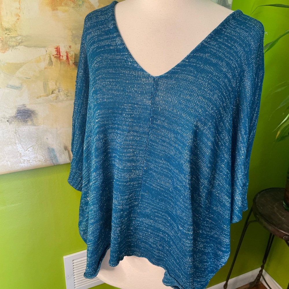 Beautiful teal with silver sweater